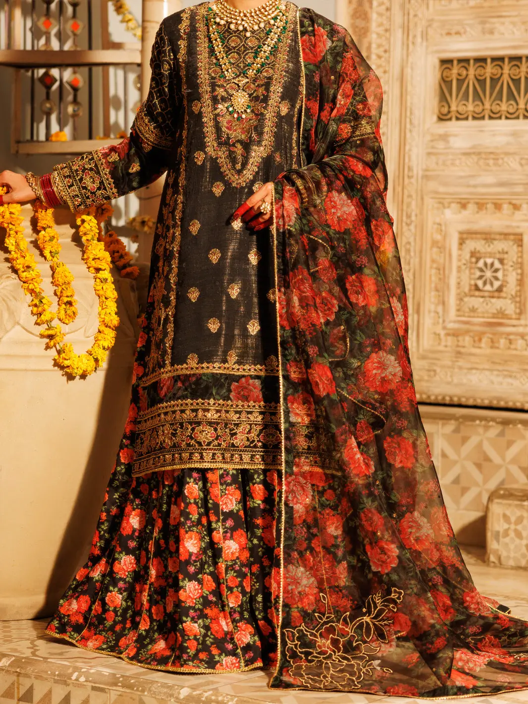 Black Mesuri Net Formal 3Pc Stitched - Al-3Ps-Ls-551 1