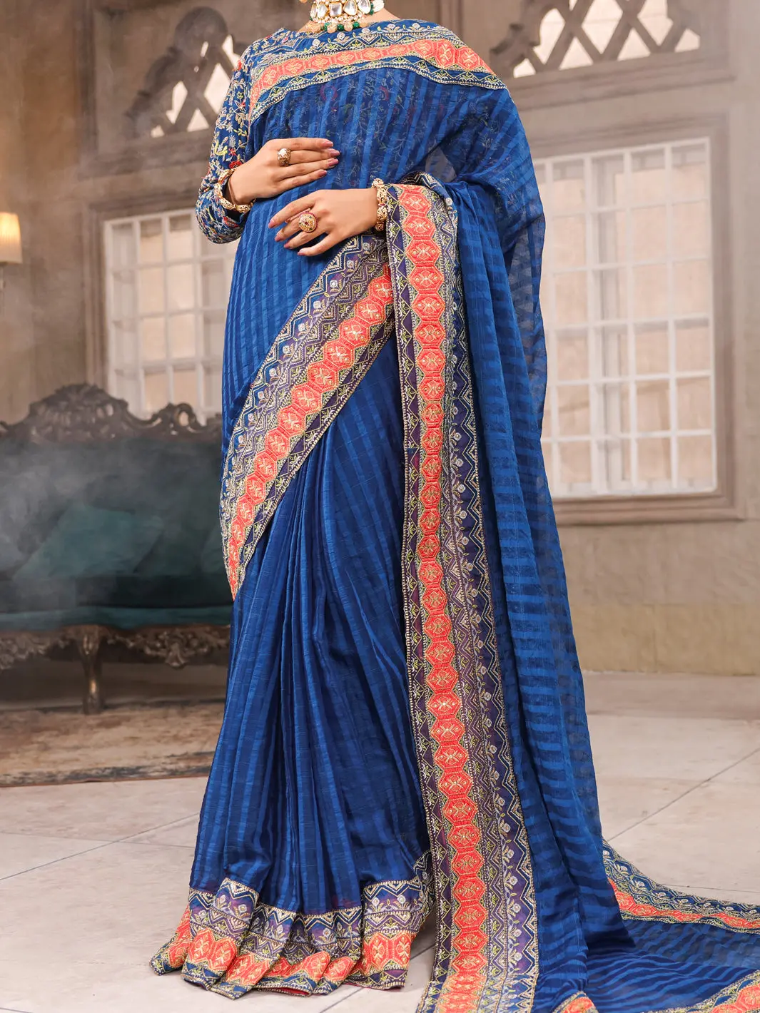 Blue 3Pc Unstitched - Al-3Ps-Ls-Sr-Un-429 1