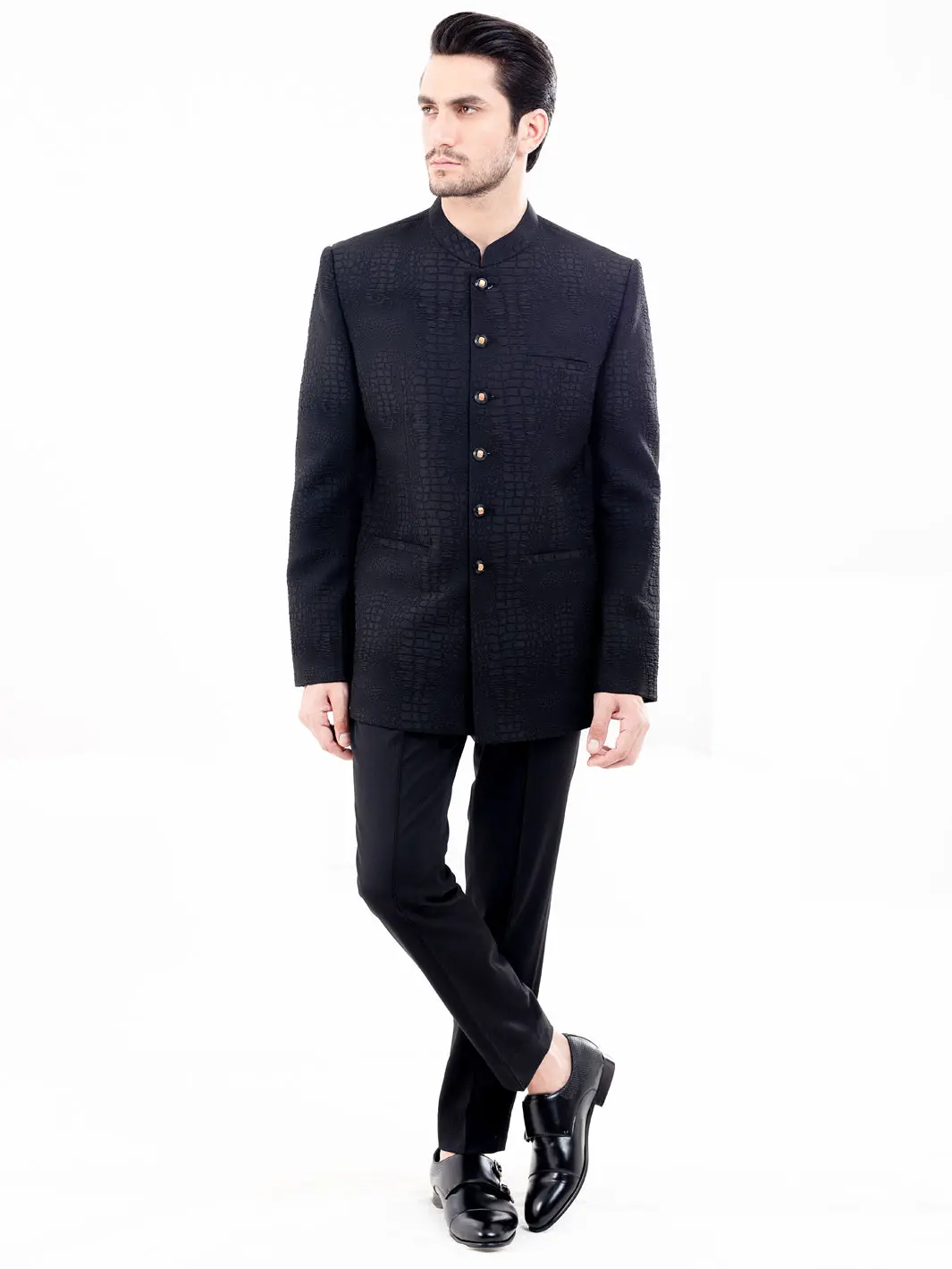 Black Blended Prince Coat - Al-Pcs-064 1