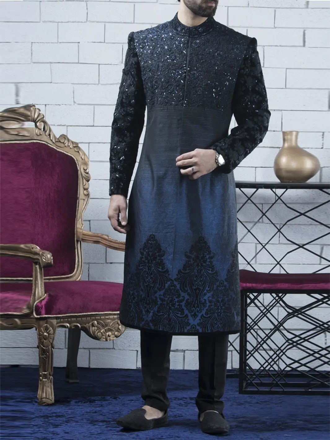 Royal Blue Sherwani - Al-Sw-055 1
