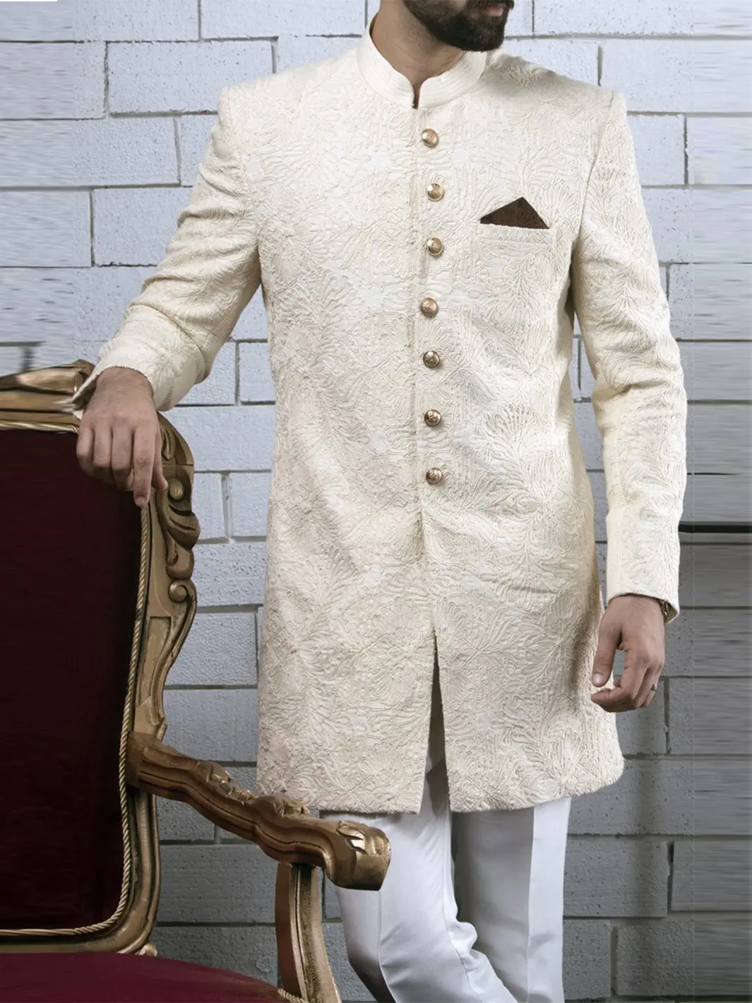 Off White Sherwani - Al-Sw-087 1