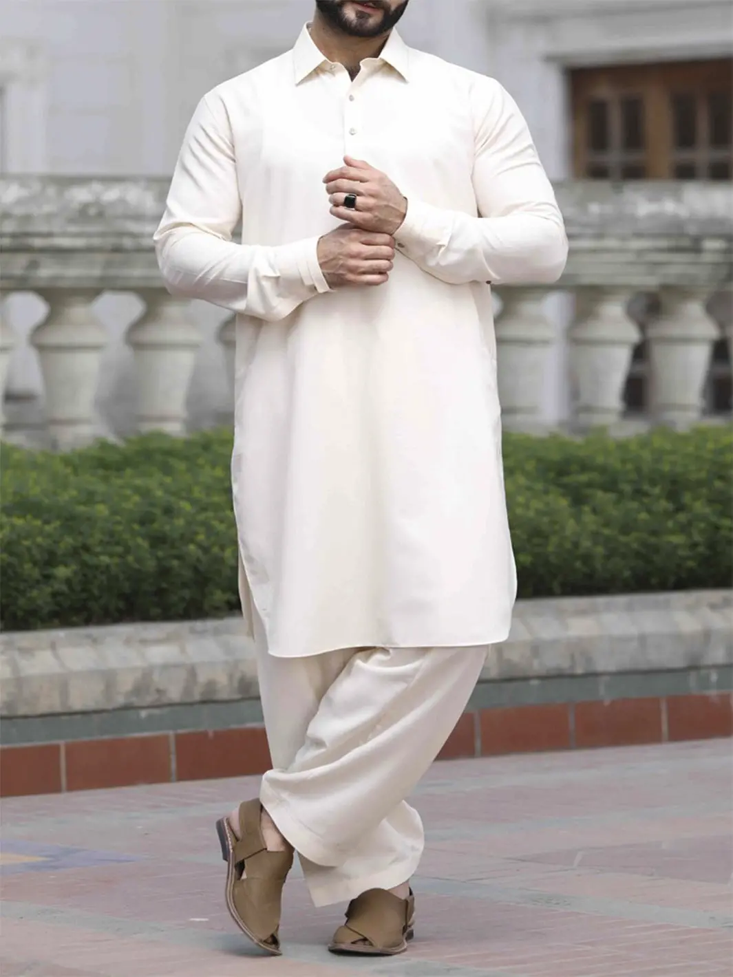 Cream Blended Kameez Shalwar - Alwa-Ks-119 1