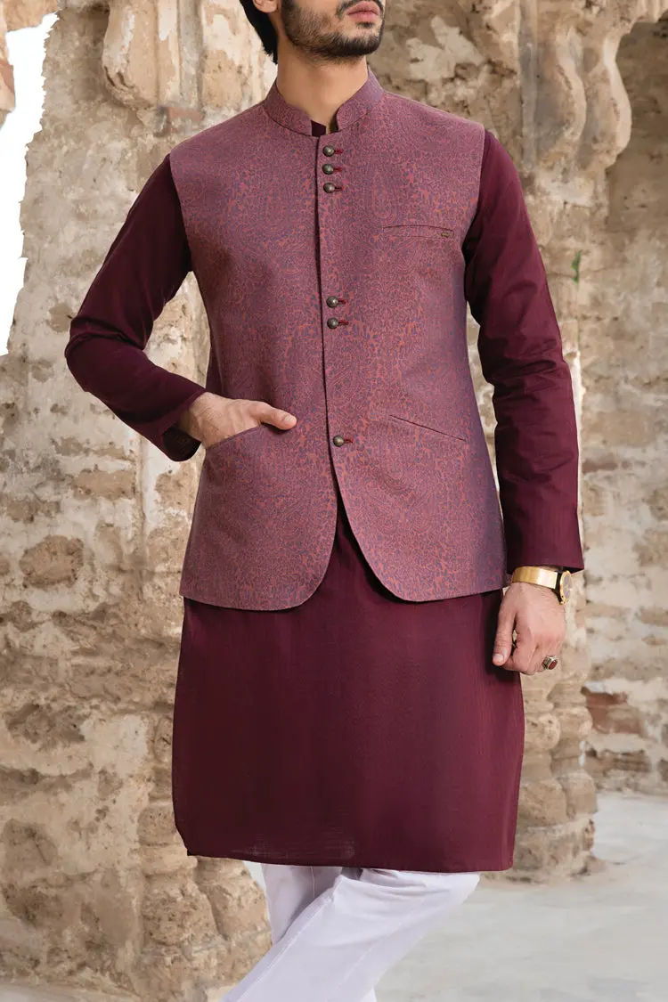 Maroon Blended Waistcoat - Wc-264 1