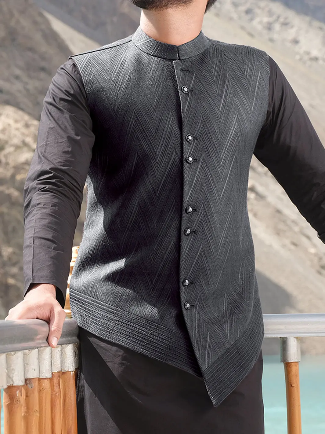 Black Blended Waistcoat - Wc-273 1