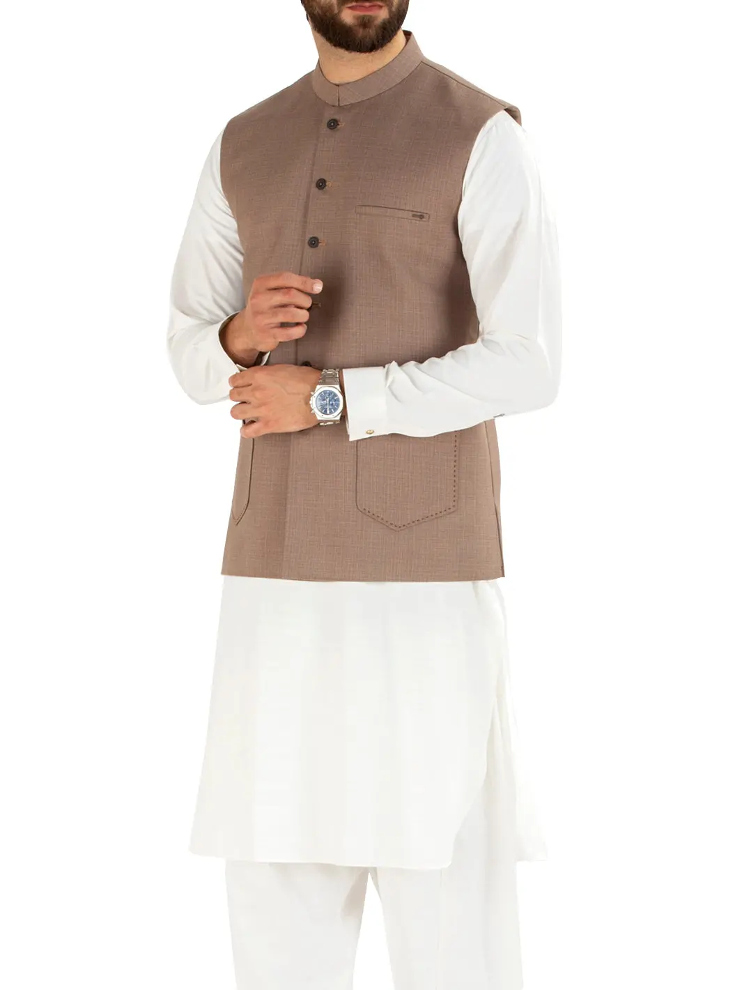 Light Brown Blended Waistcoat - Al-Wc-282 1