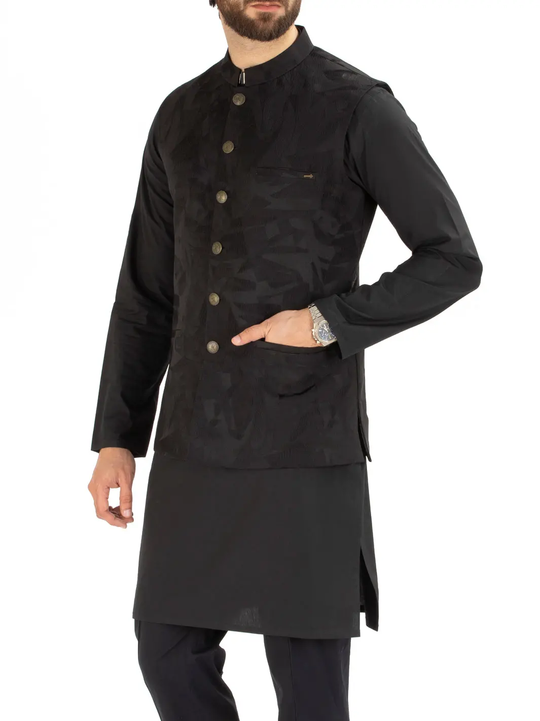 Black Blended Waistcoat - Al-Wc-297 1