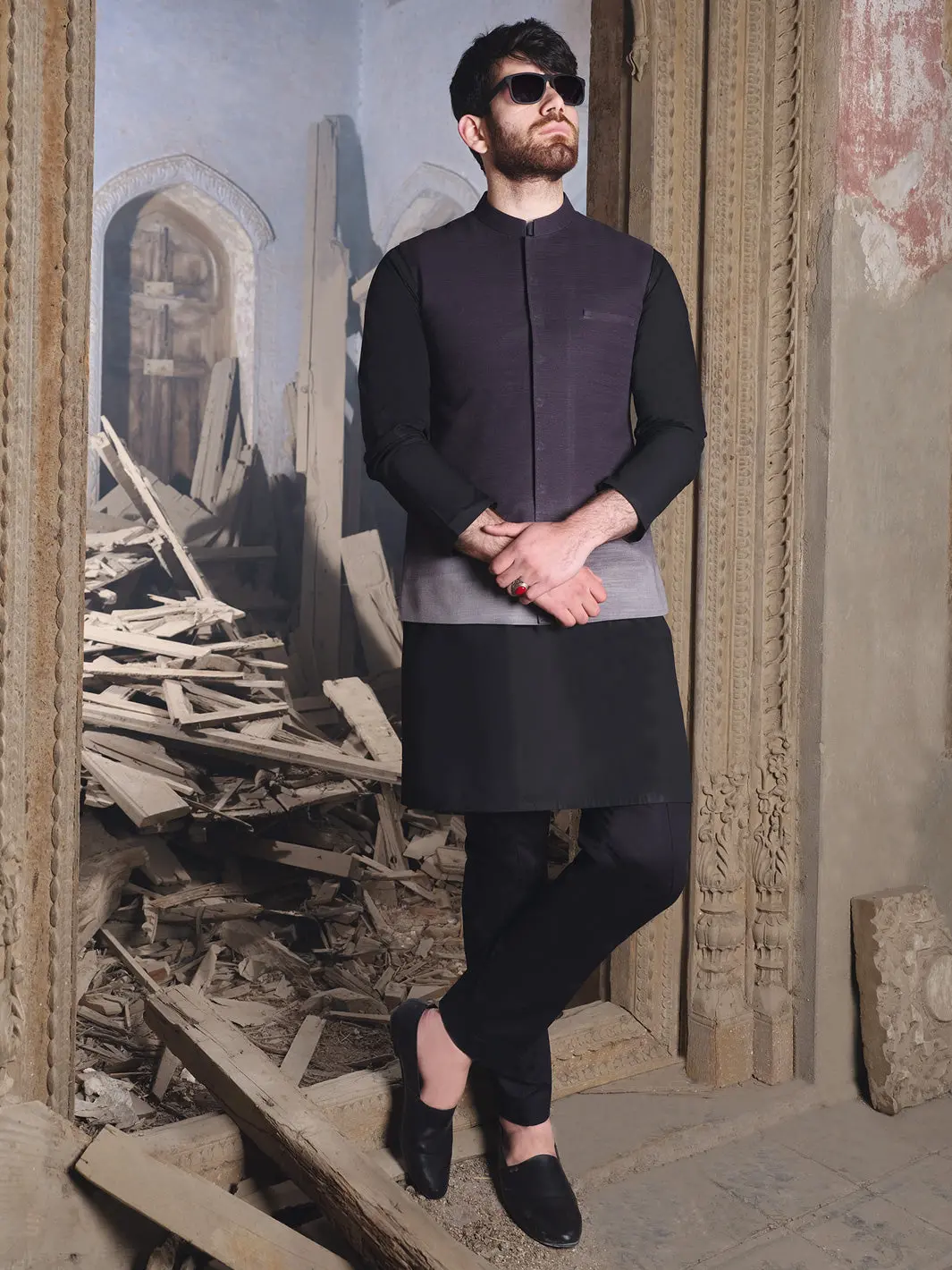 Black Cotton Waistcoat - Al-Wc-309 1
