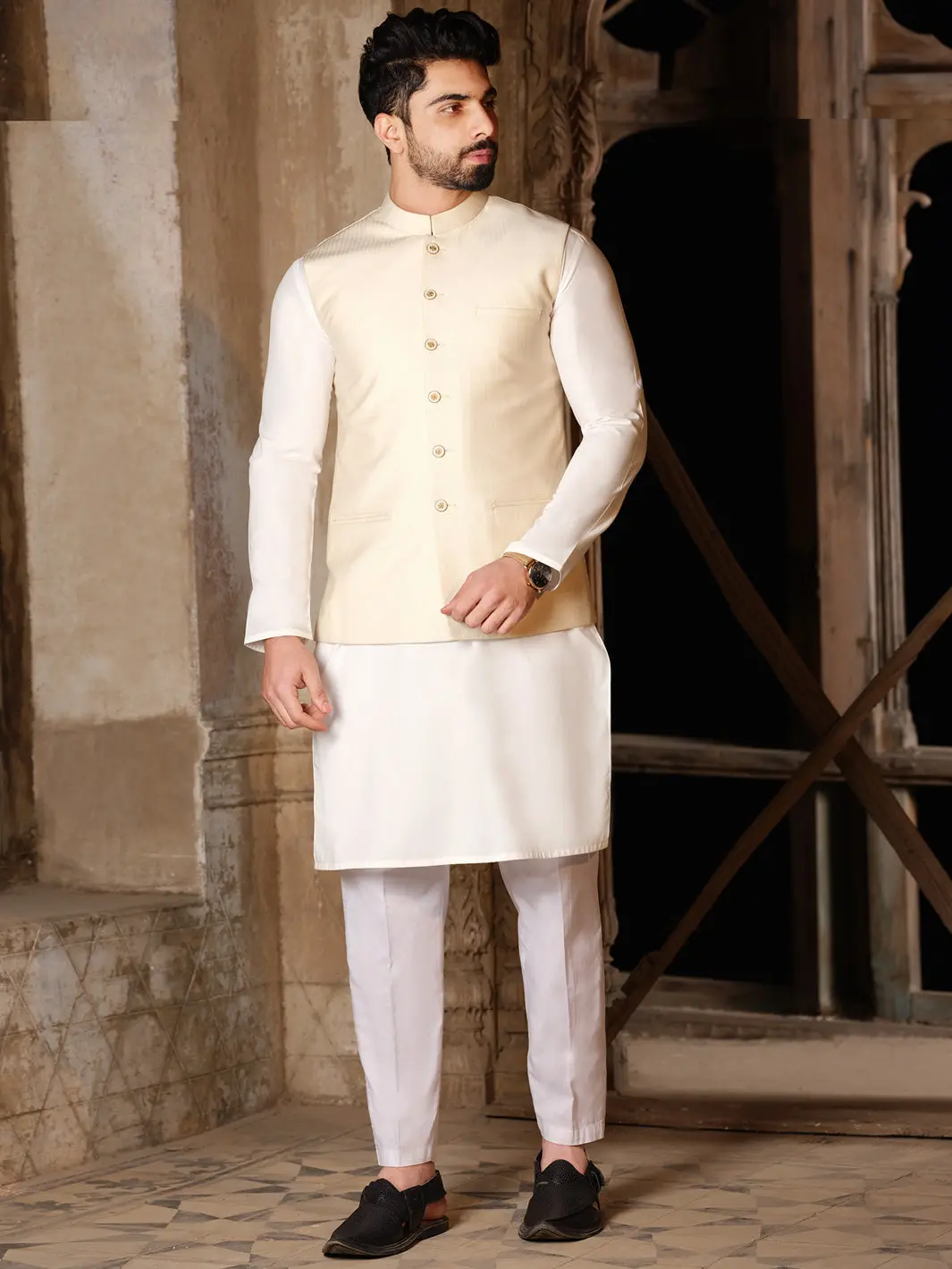 Cream Blended Waistcoat - Al-Wc-319 1