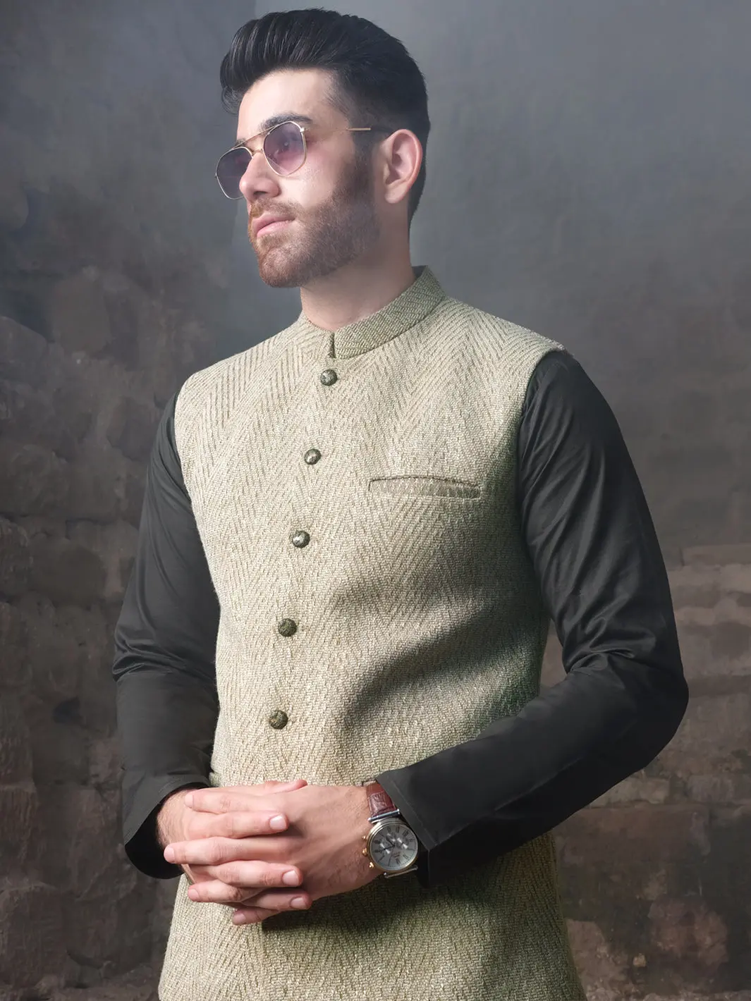 Green Blended Waistcoat - Al-Wc-323 1
