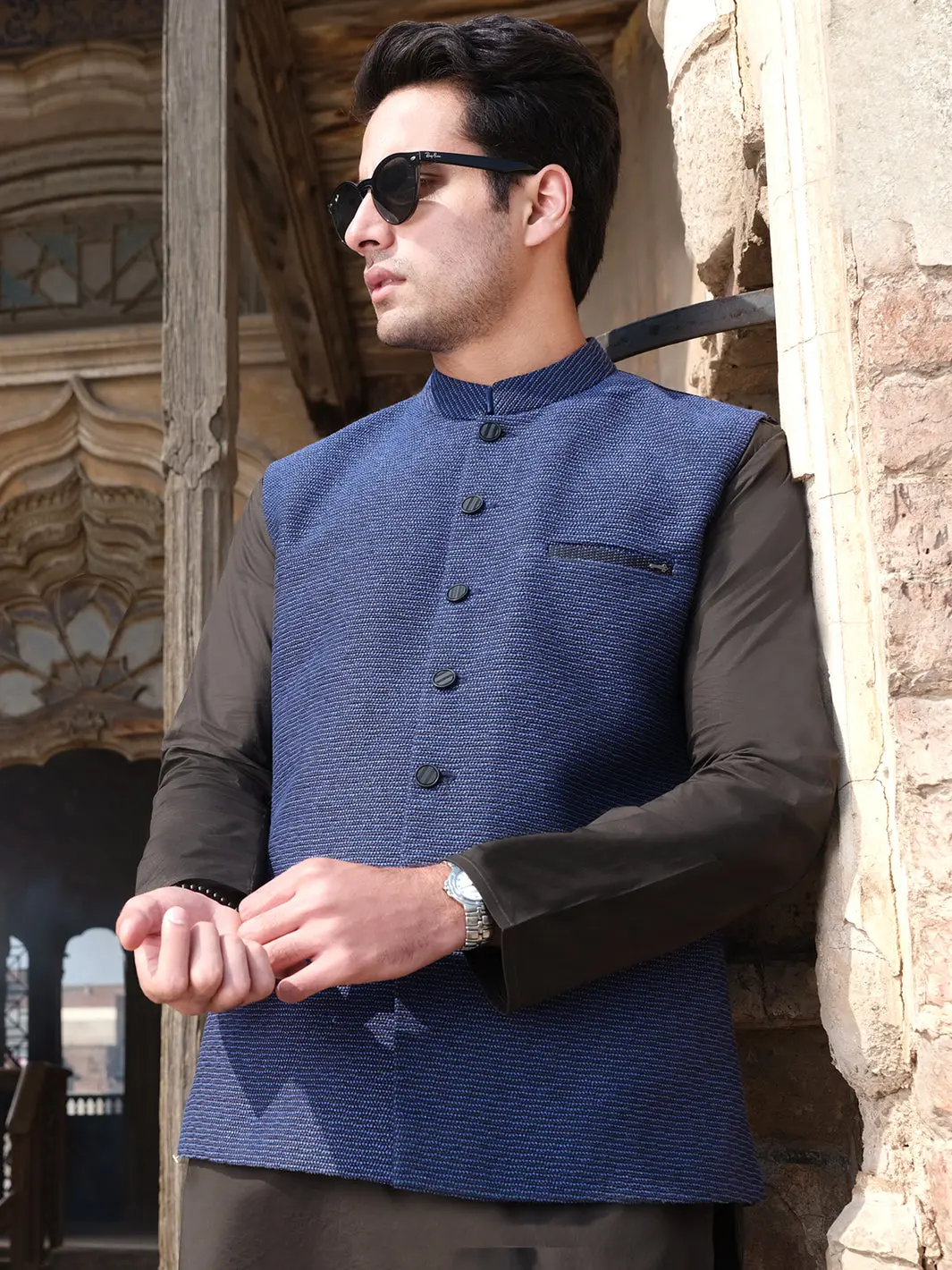 Blue Blended Waistcoat - Al-Wc-325 1