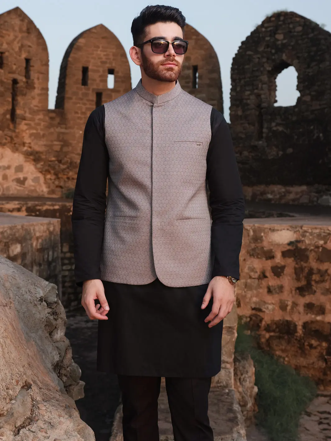 Grey Woven Waistcoat - Al-Wc-331 1