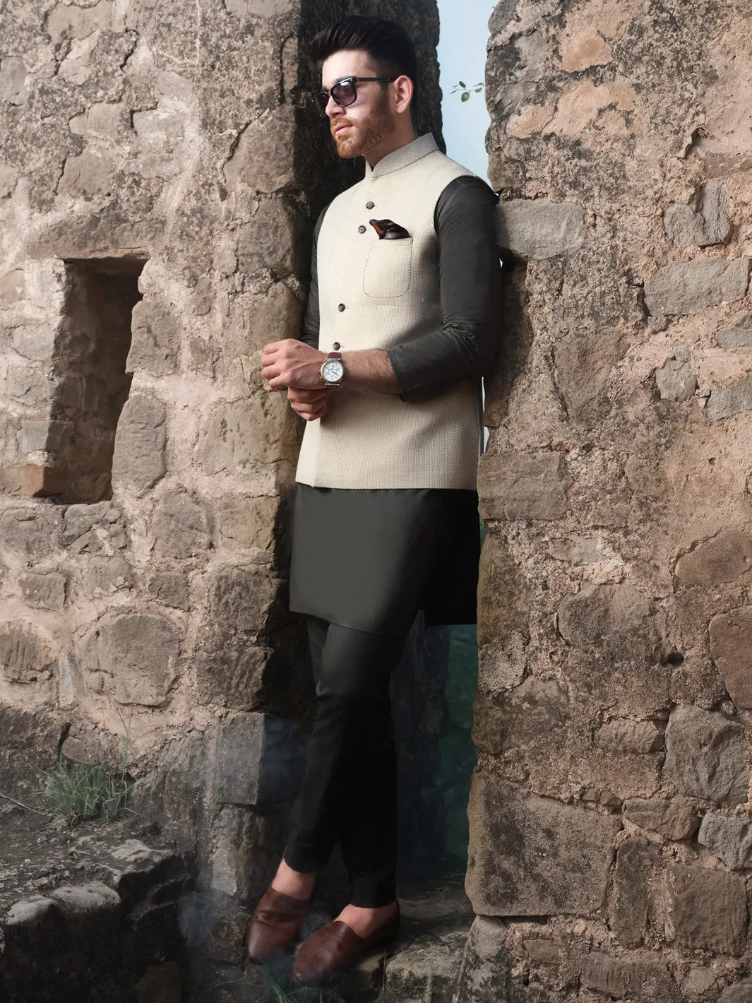 Off White Blended Waistcoat - Al-Wc-336 1