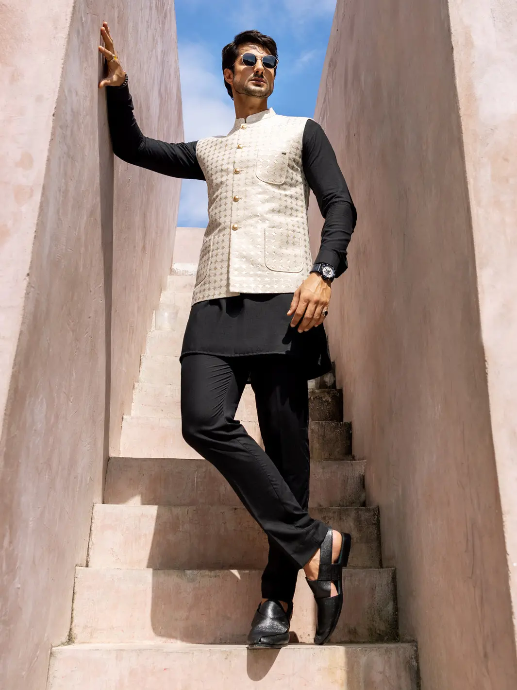 Off White Blended Waistcoat - Al-Wc-523 1