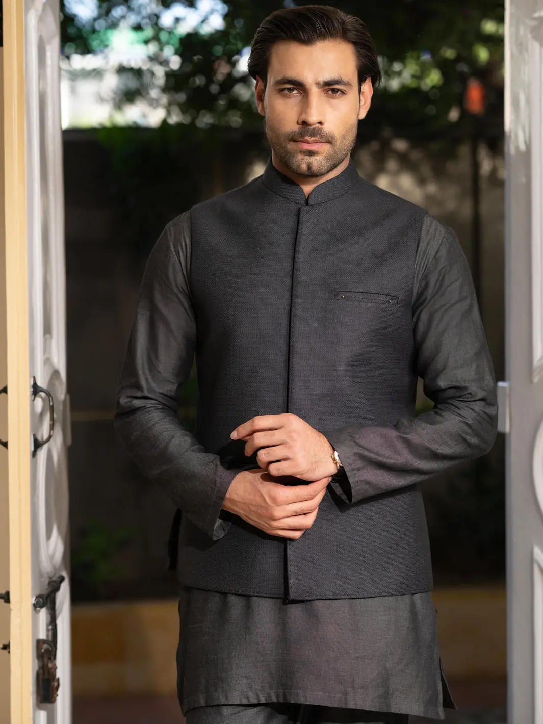 Dark Grey Taflon Rayon Waistcoat - Al-Wc-587C 1