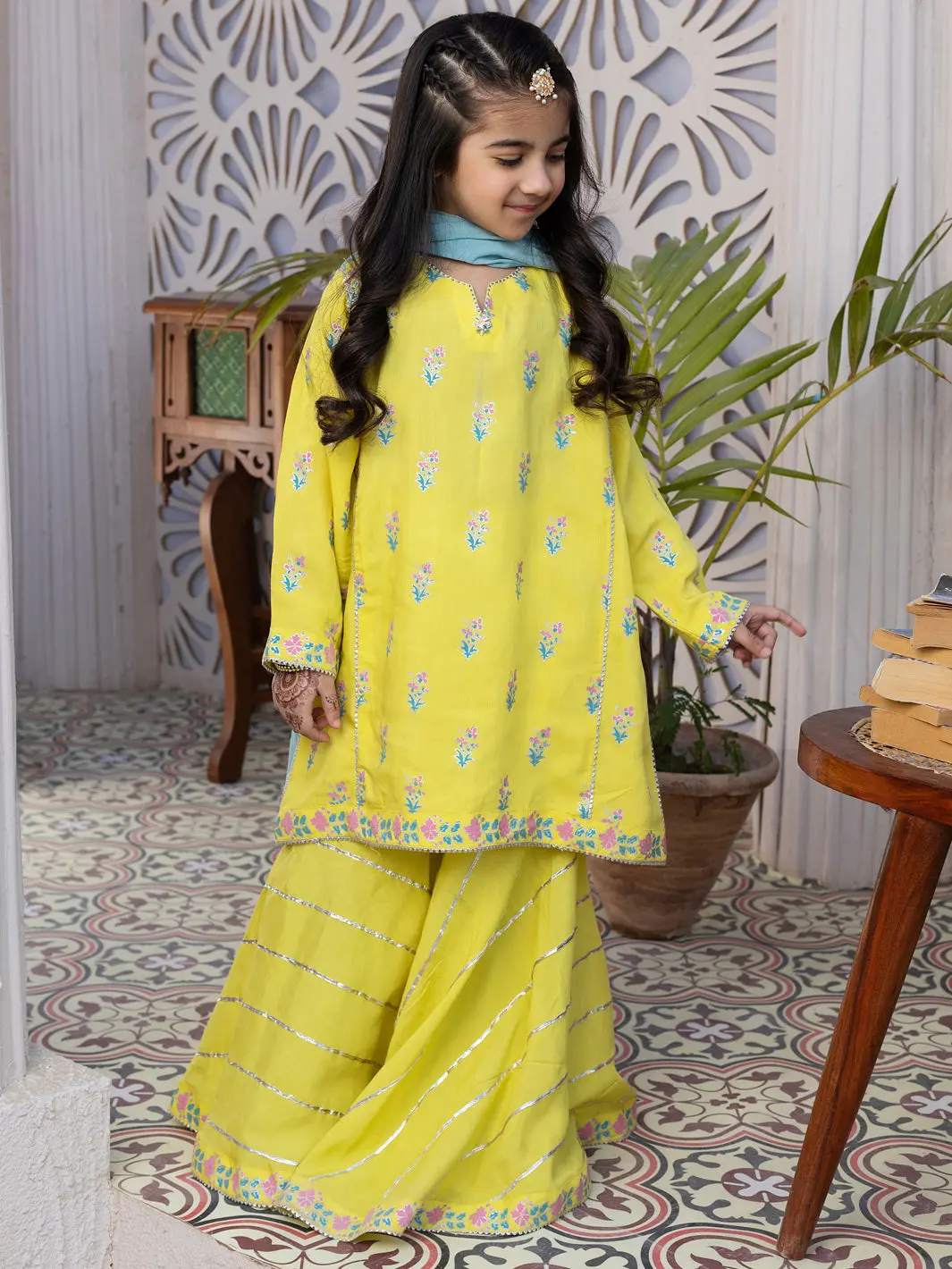 Lime Green Maple Silk 2 Piece Stitched - Algr-3Ps-Ls-004 1