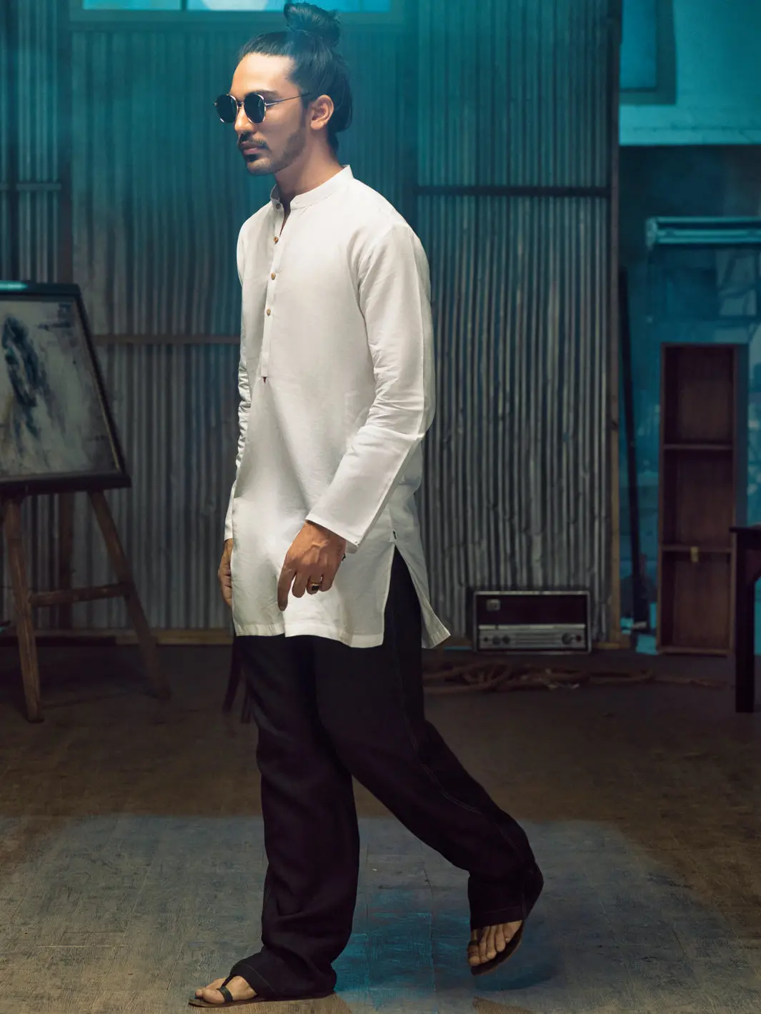 White Linen Short Kurta - Alcr-K-017 1