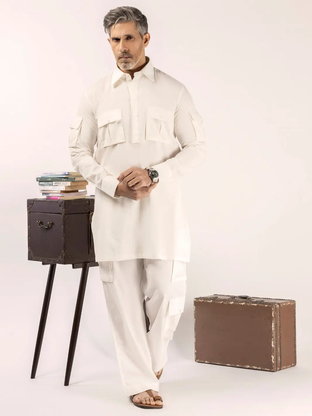 White Blended Kurta Trouser - Alcr-Kt-008 1