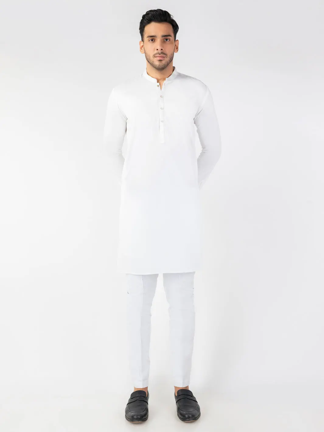 White Blended Kurta - Alet-K-2001 1