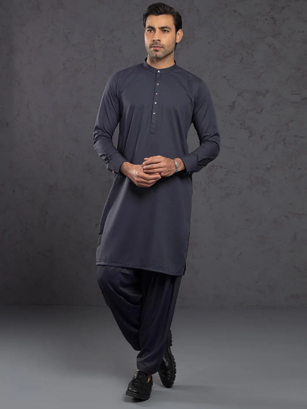 Grey Blended Kameez Shalwar - Alet-Ks-1012-R2 1