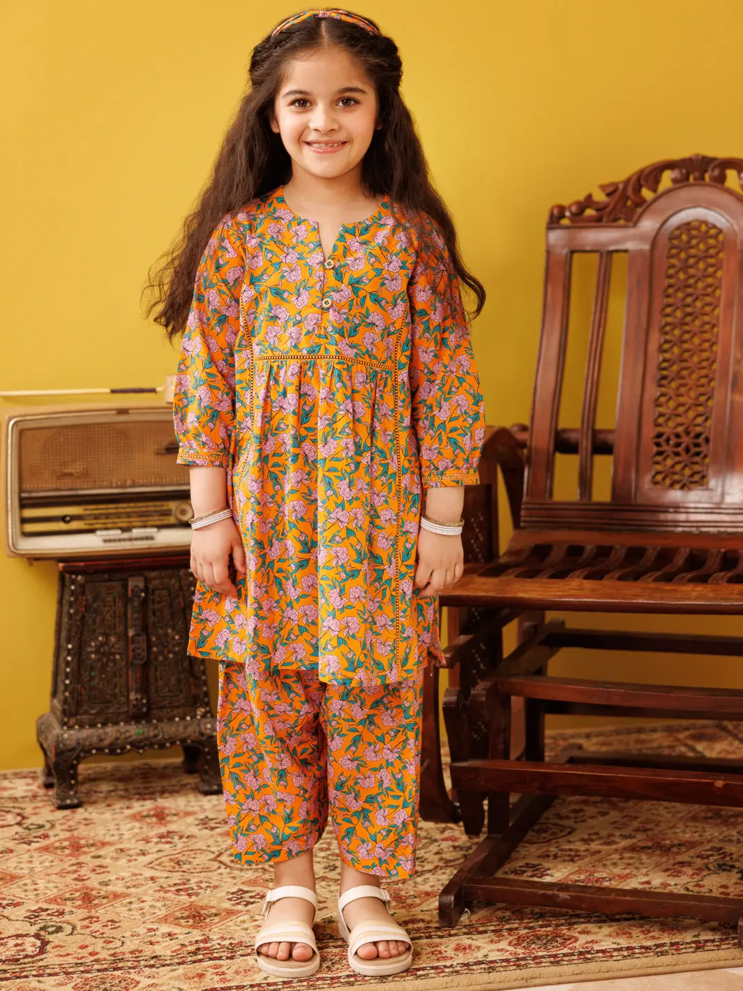 Orange Cambric 2 Piece Stitched - Algr-2Ps-Lks-1025 1