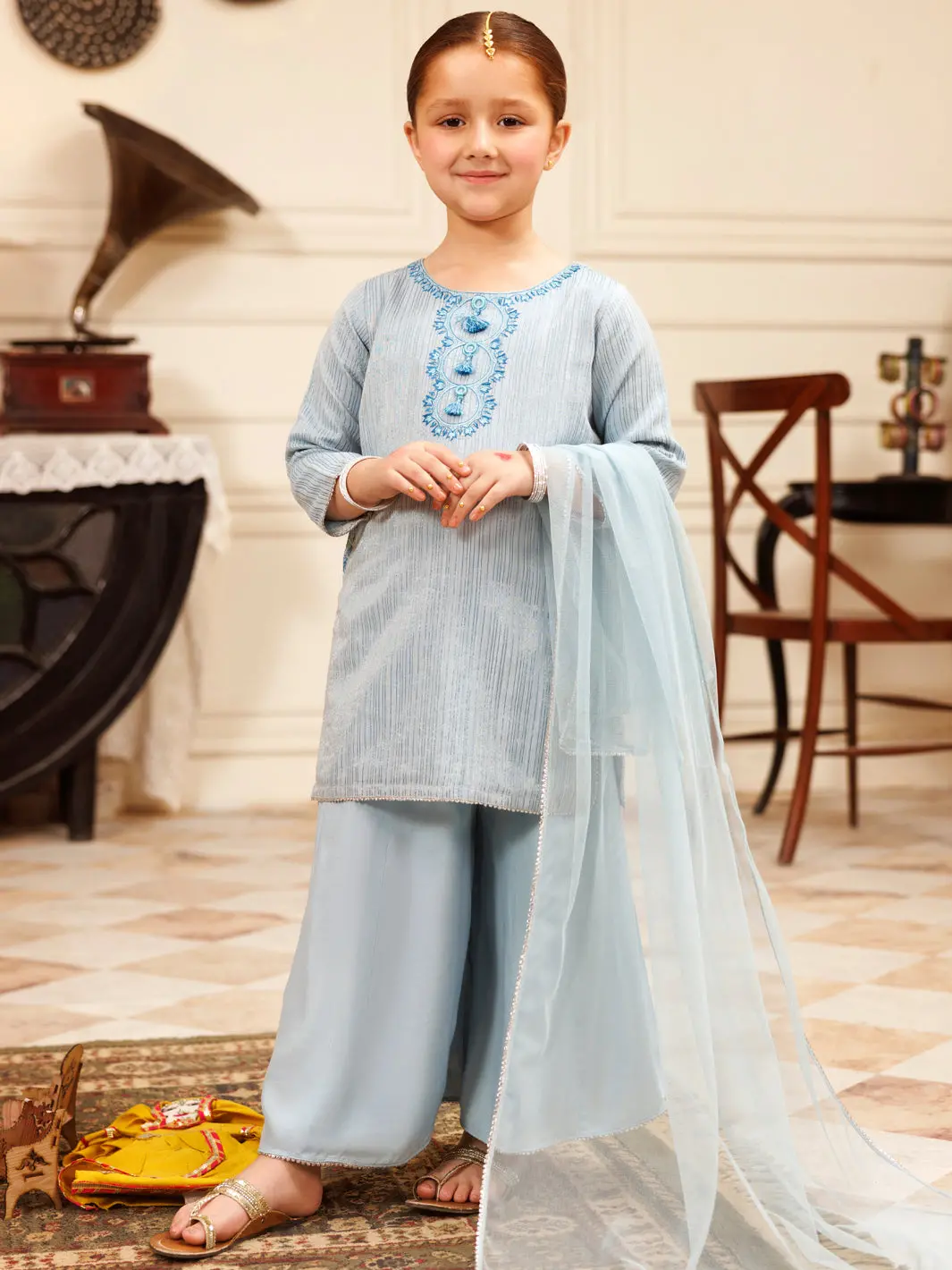 Ice Blue Yarn Dyed 3Pc Stitched - Algr-3Ps-Ls-032 1