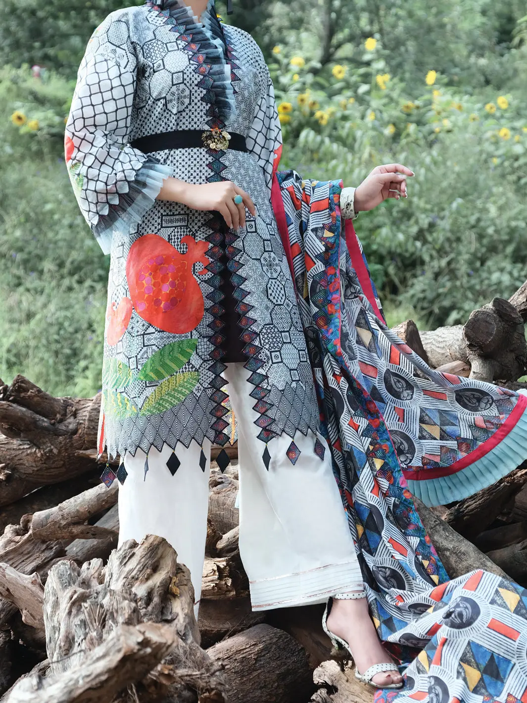 Black Cambric 2Pc Unstitched - Alp-2Ps-1002 1