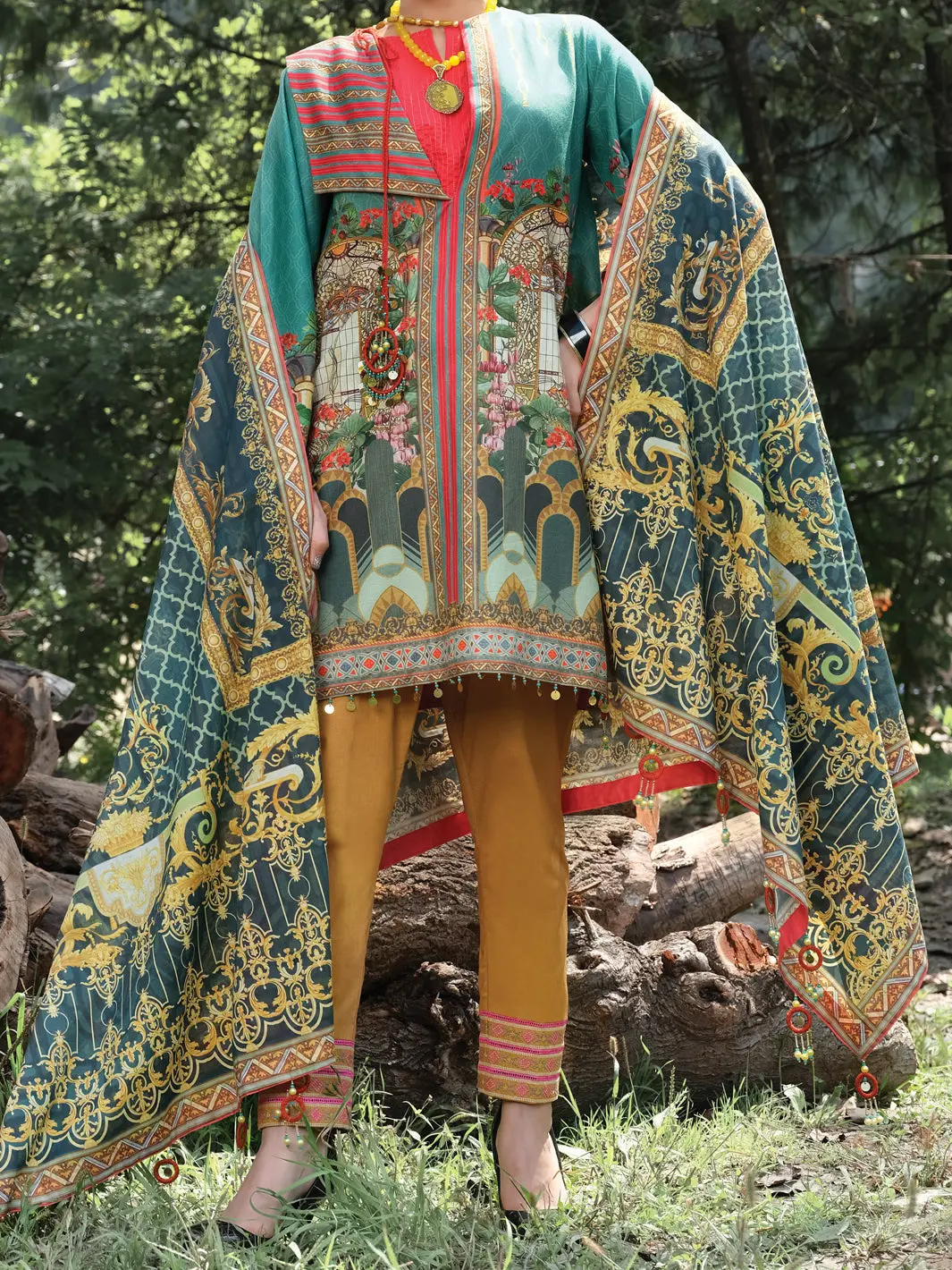 Green Cambric 2Pc Unstitched - Alp-2Ps-1004 1