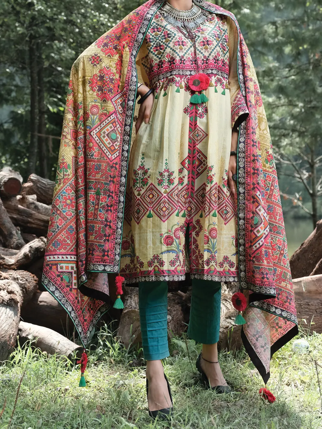 Lime Cambric 2Pc Unstitched - Alp-2Ps-1005 1