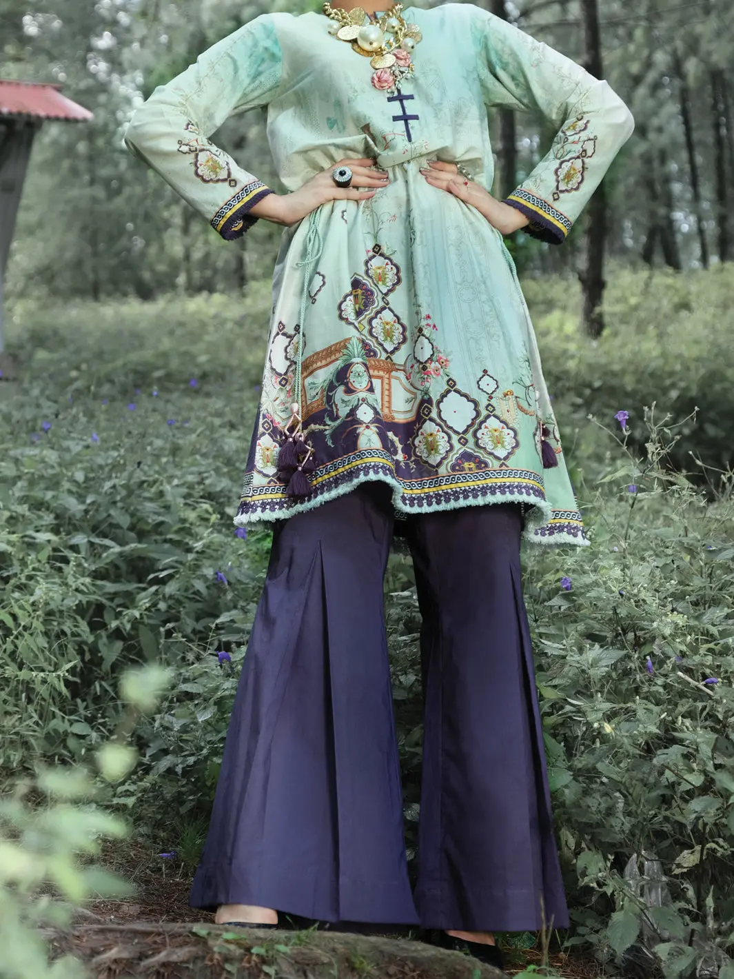Sea Green Cambric 2Pc Unstitched - Alp-2Ps-1007 1