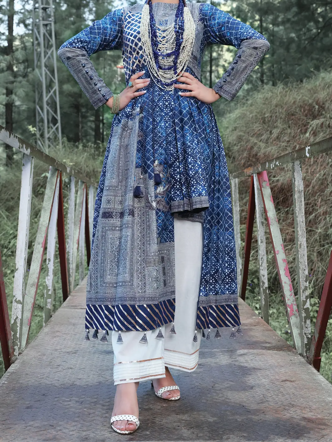 Navy Blue Cambric 2Pc Unstitched - Alp-2Ps-1008 1