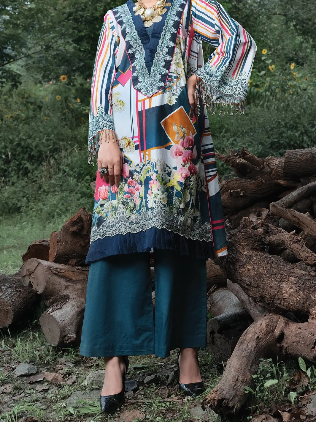Multicolor Cambric 2Pc Unstitched - Alp-2Ps-1009 1