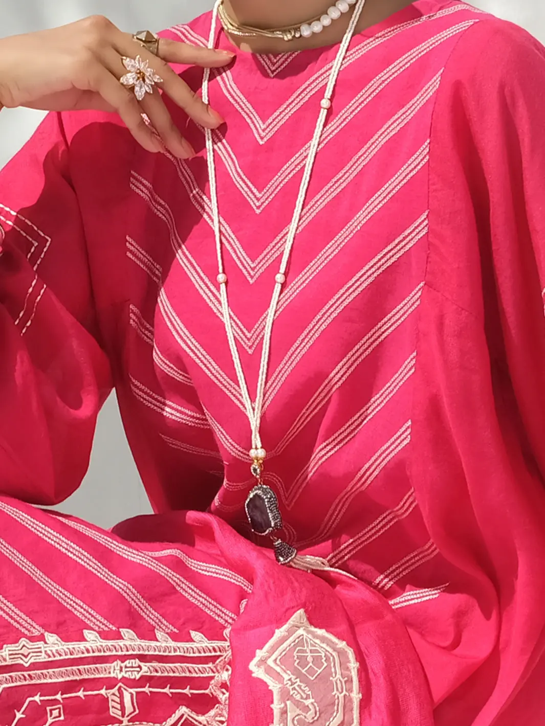 Fuchsia Swiss Voile + Khaddi Net 3Pc Stitched - Alp-3Ps-1054 2