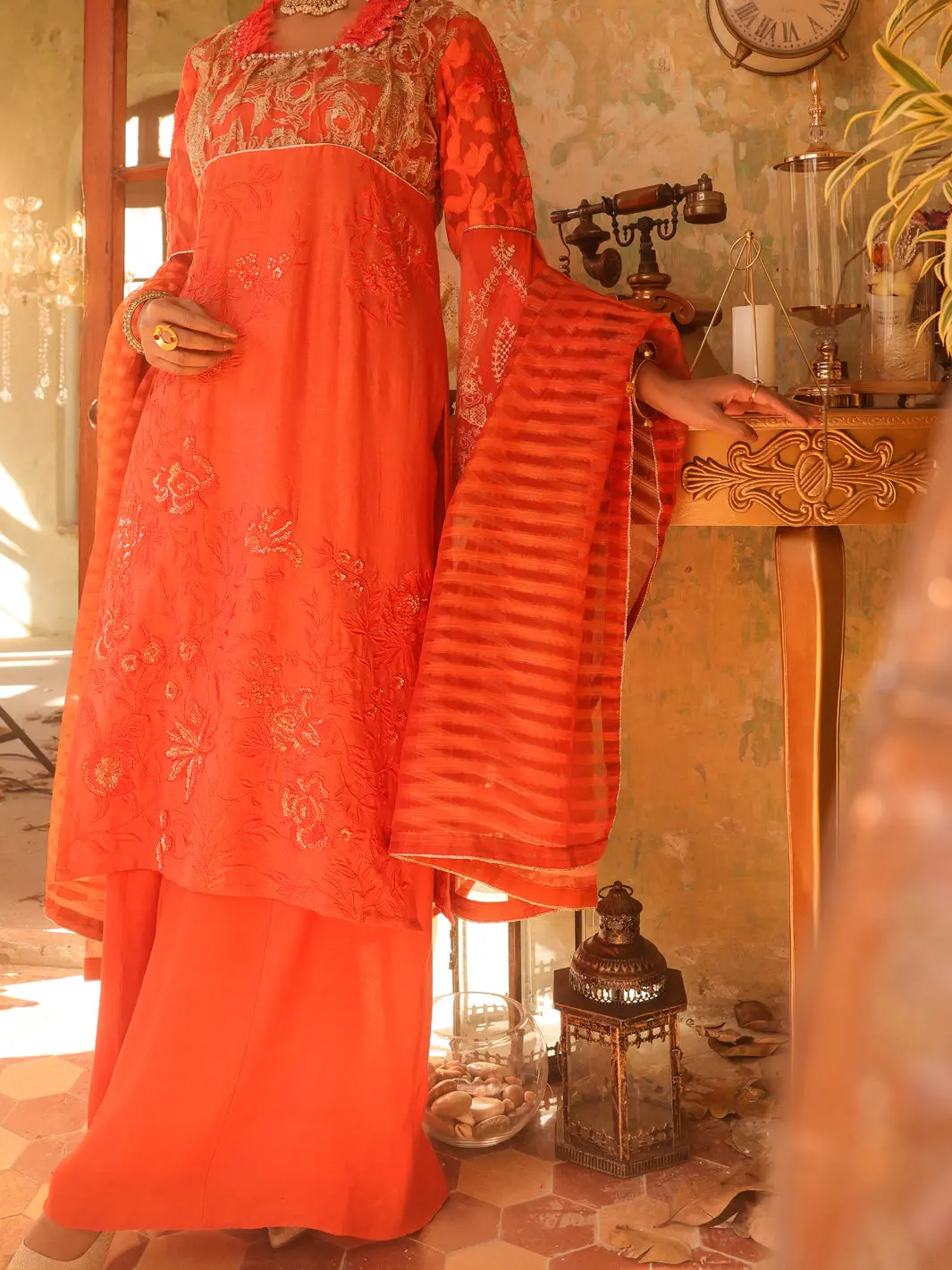 Orange Mesuri 3Pc Stitched - Alp-3Ps-1292 1