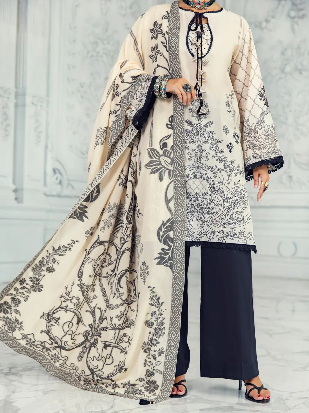 Cream Lawn 3Pc Unstitched - Alp-3Ps-1310 1