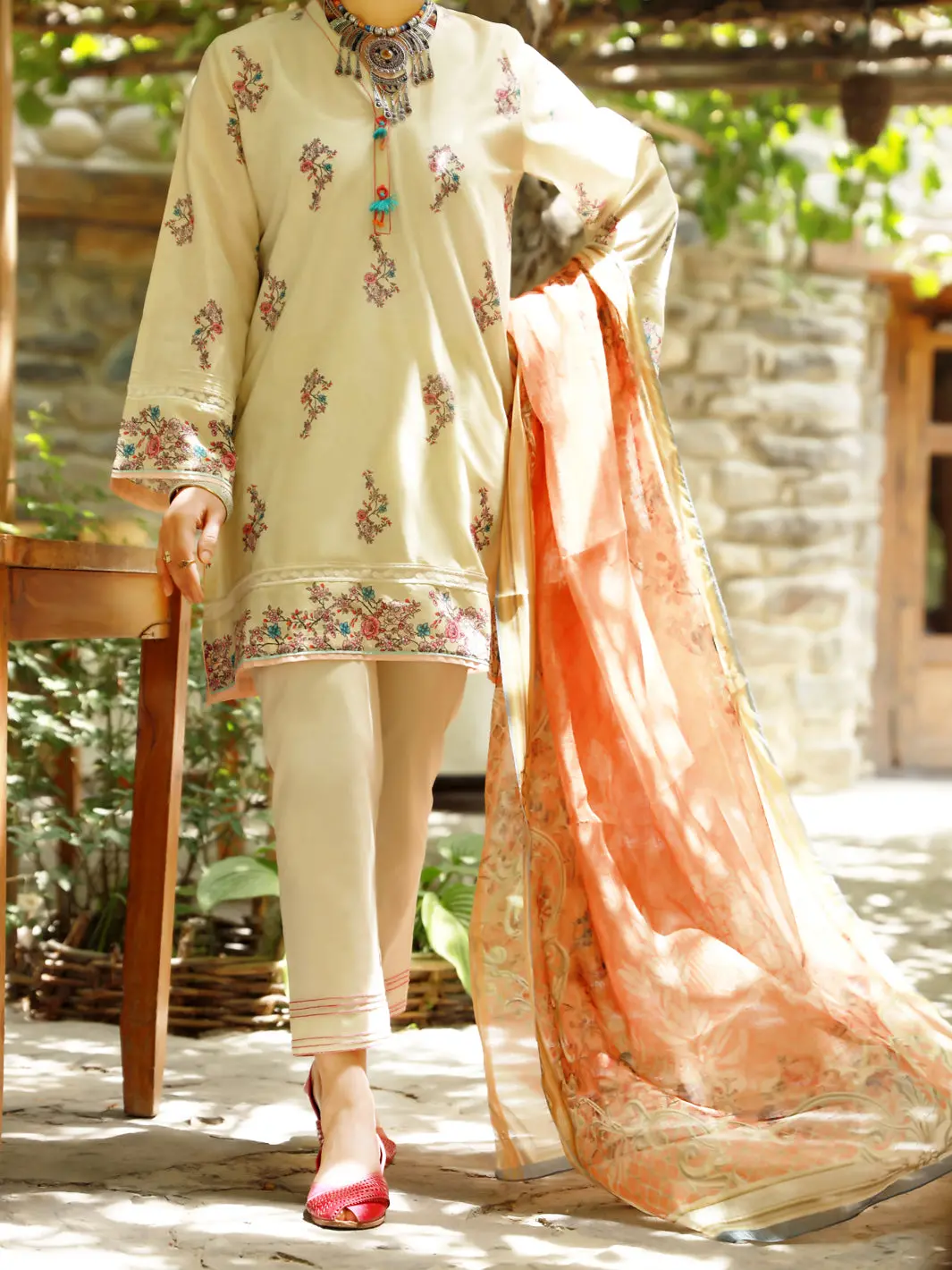 Beige Lawn 3Pc Stitched - Alp-3Ps-1380 1