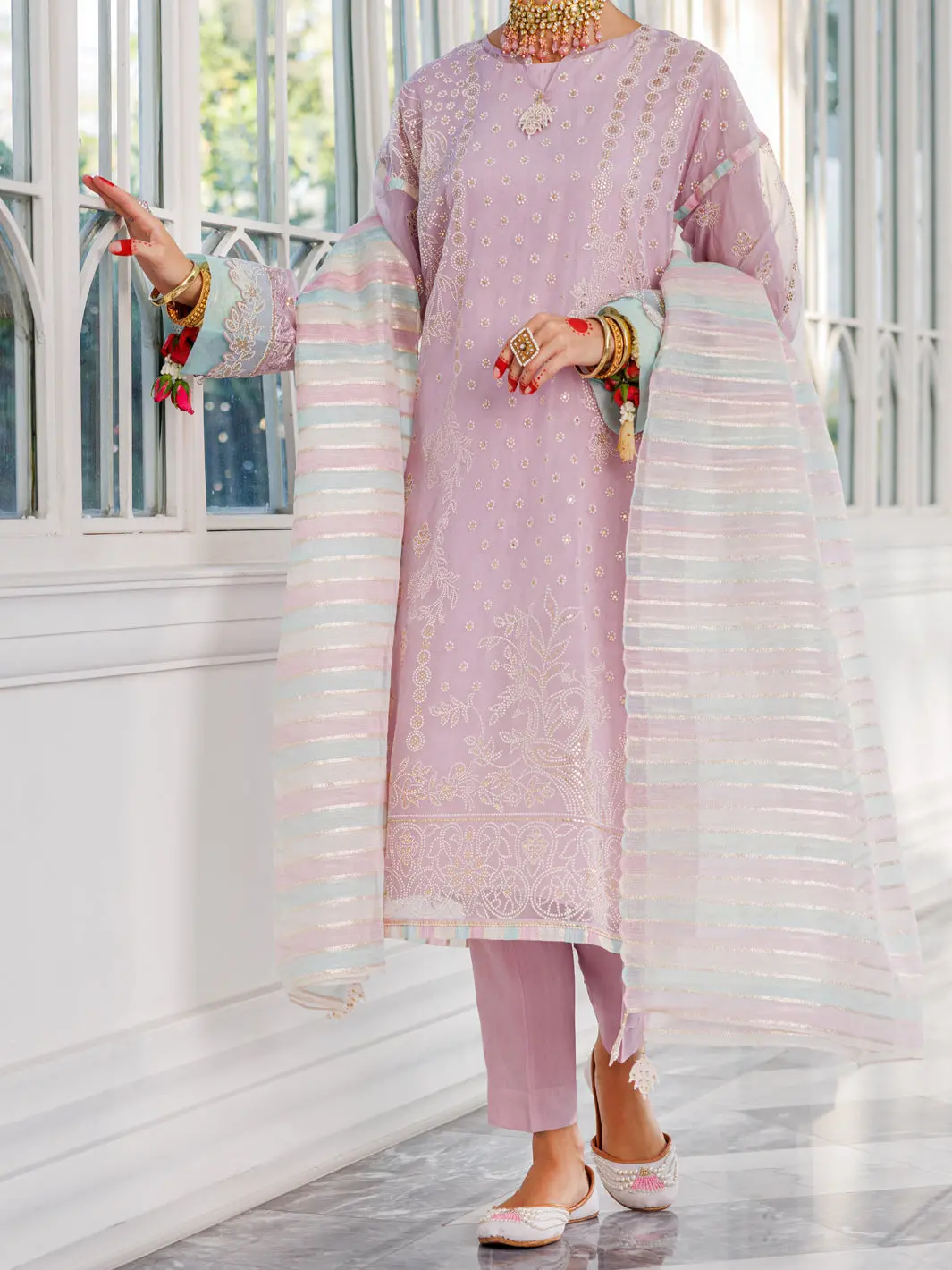 Lilac Organza 3Pc Unstitched - Alp-3Ps-1622 1