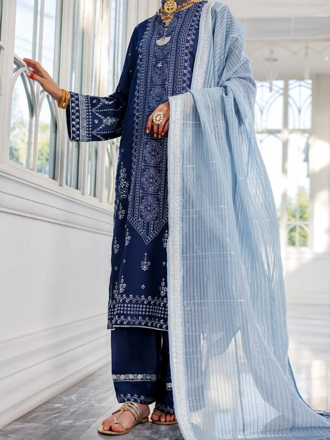 Blue Poly Cotton 3Pc Stitched - Alp-3Ps-1621 1