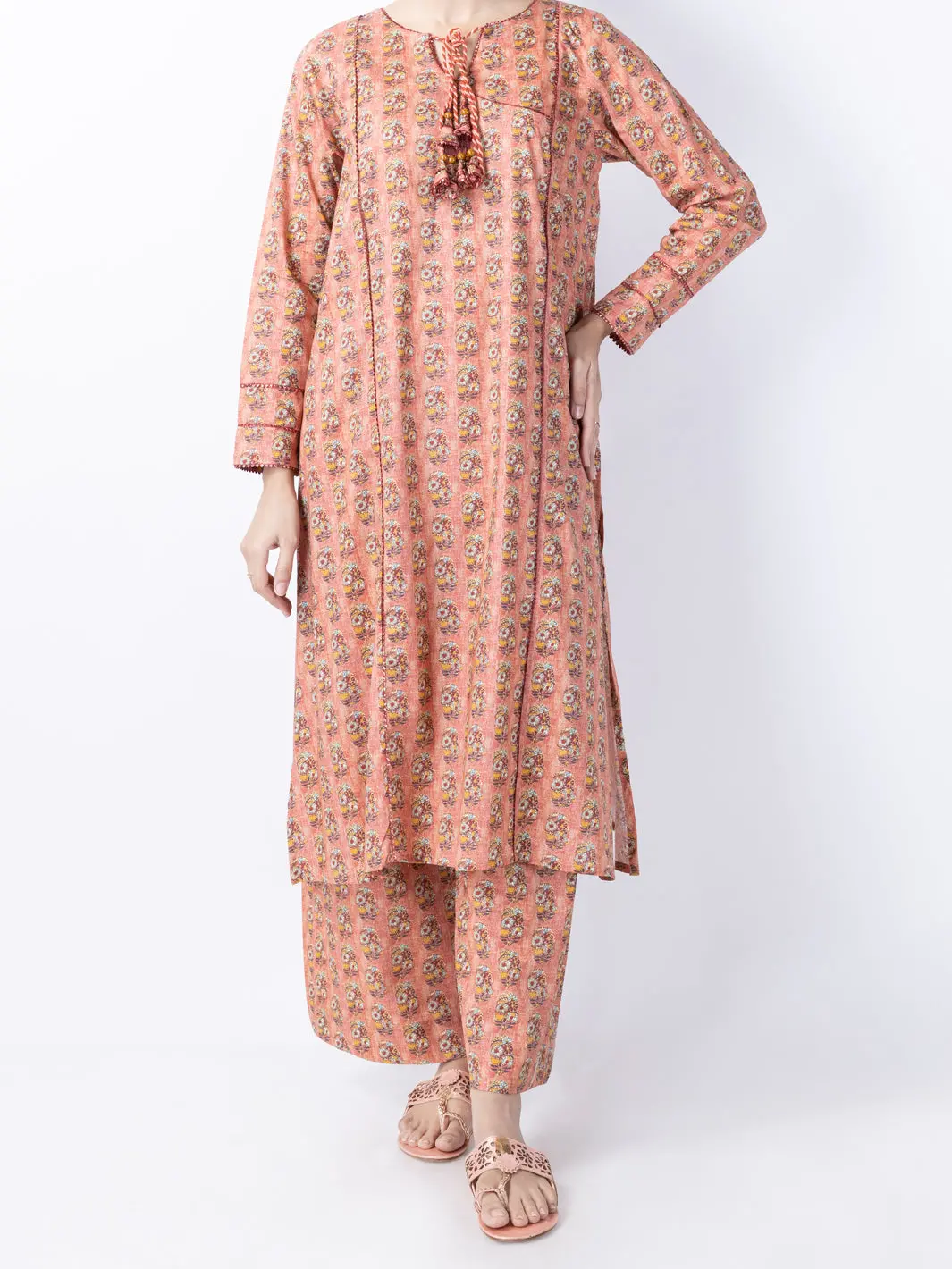 Peach Lawn 2Pc Stitched - Alp-2Ps-Lks-1740 1