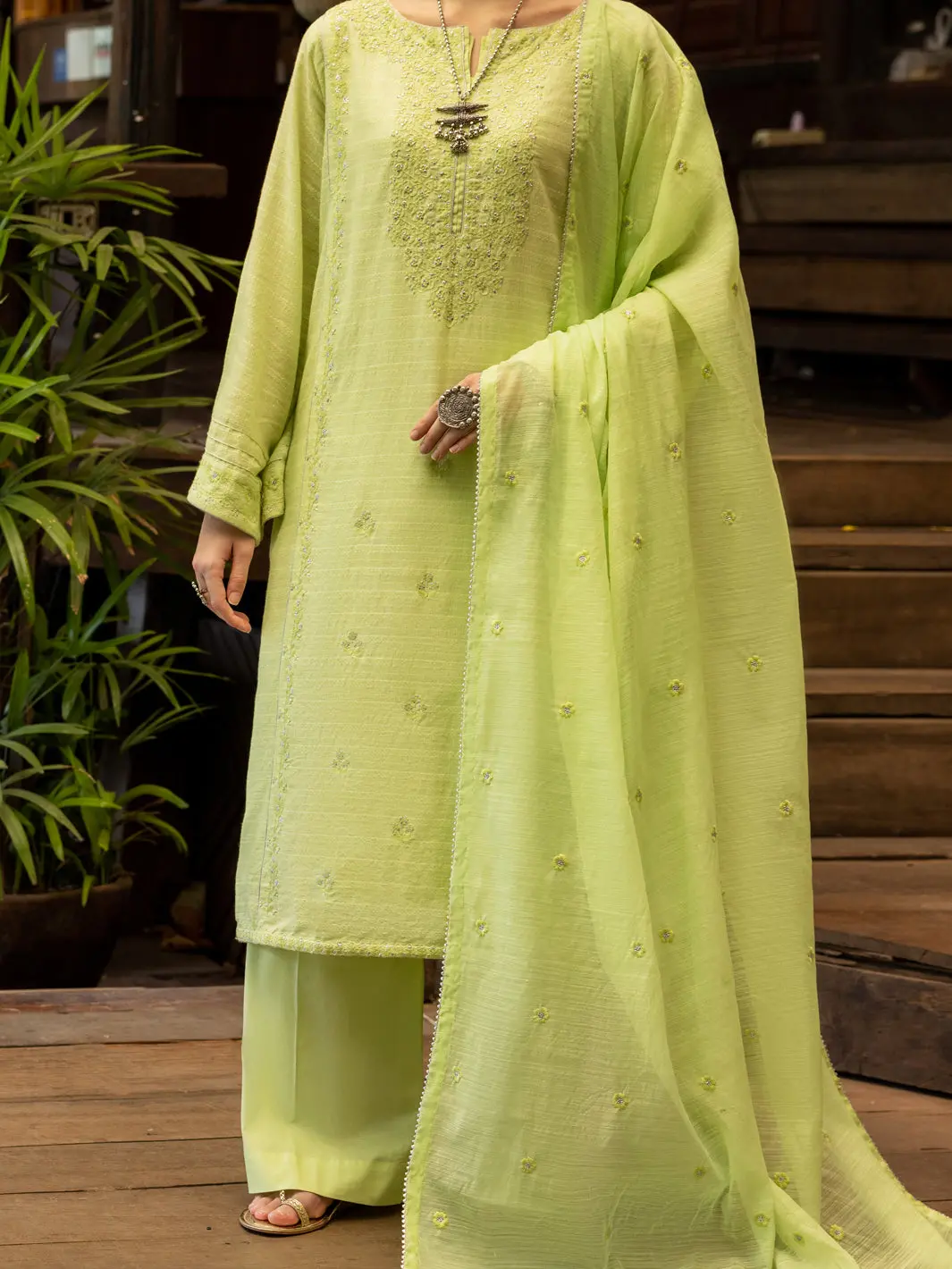Light Green Jacquard 3Pc Unstitched - Alp-3Ps-1767 1