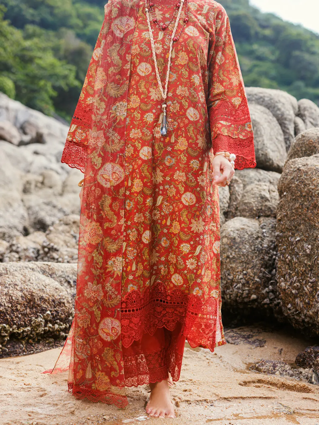 Maroon Lawn 3Pc Unstitched - Alp-3Ps-1807 1