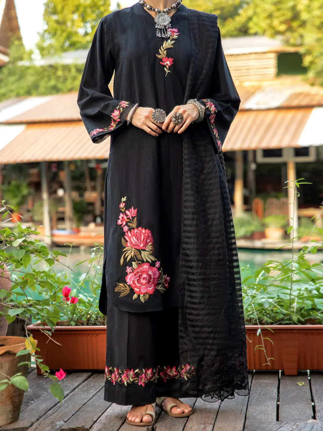 Black Dobby 3Pc Stitched - Alp-3Ps-1828 1