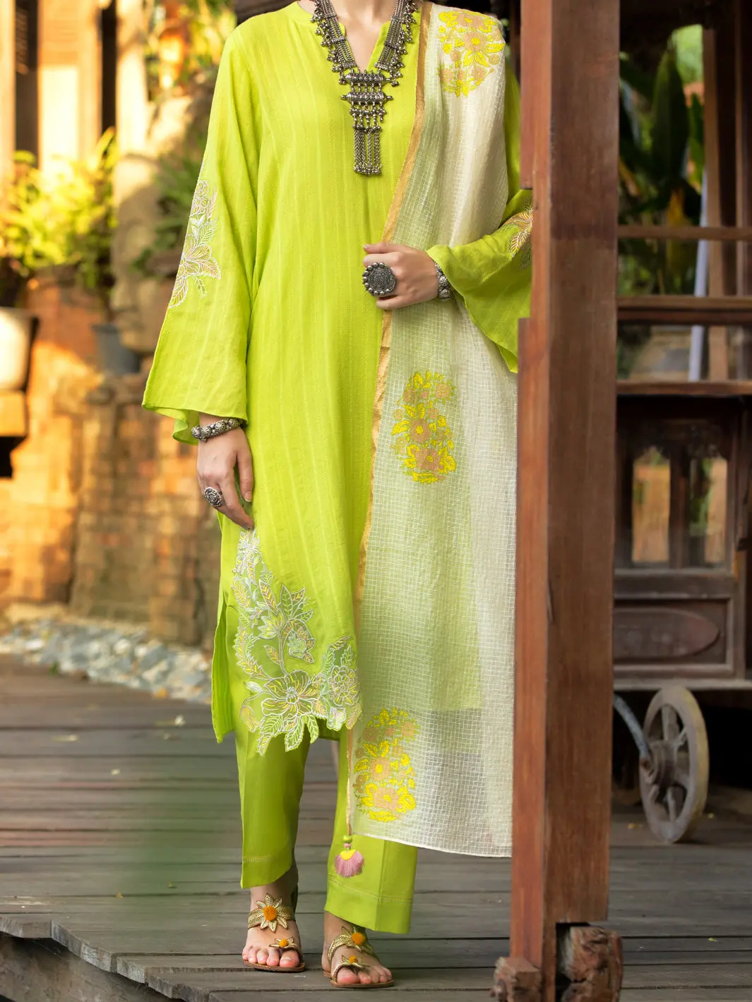 Lime Green Dobby 2Pc Stitched - Alp-2Ps-Lks-1829 1