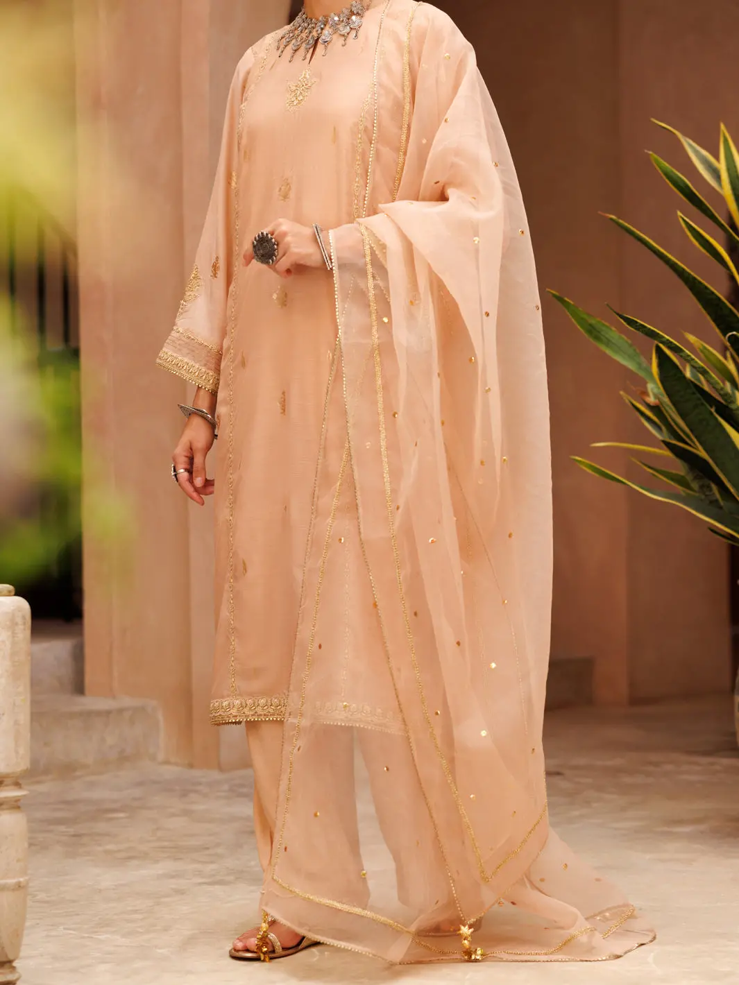 Tea Pink Salsa Silk 3Pc Stitched - Alp-3Ps-1851 1