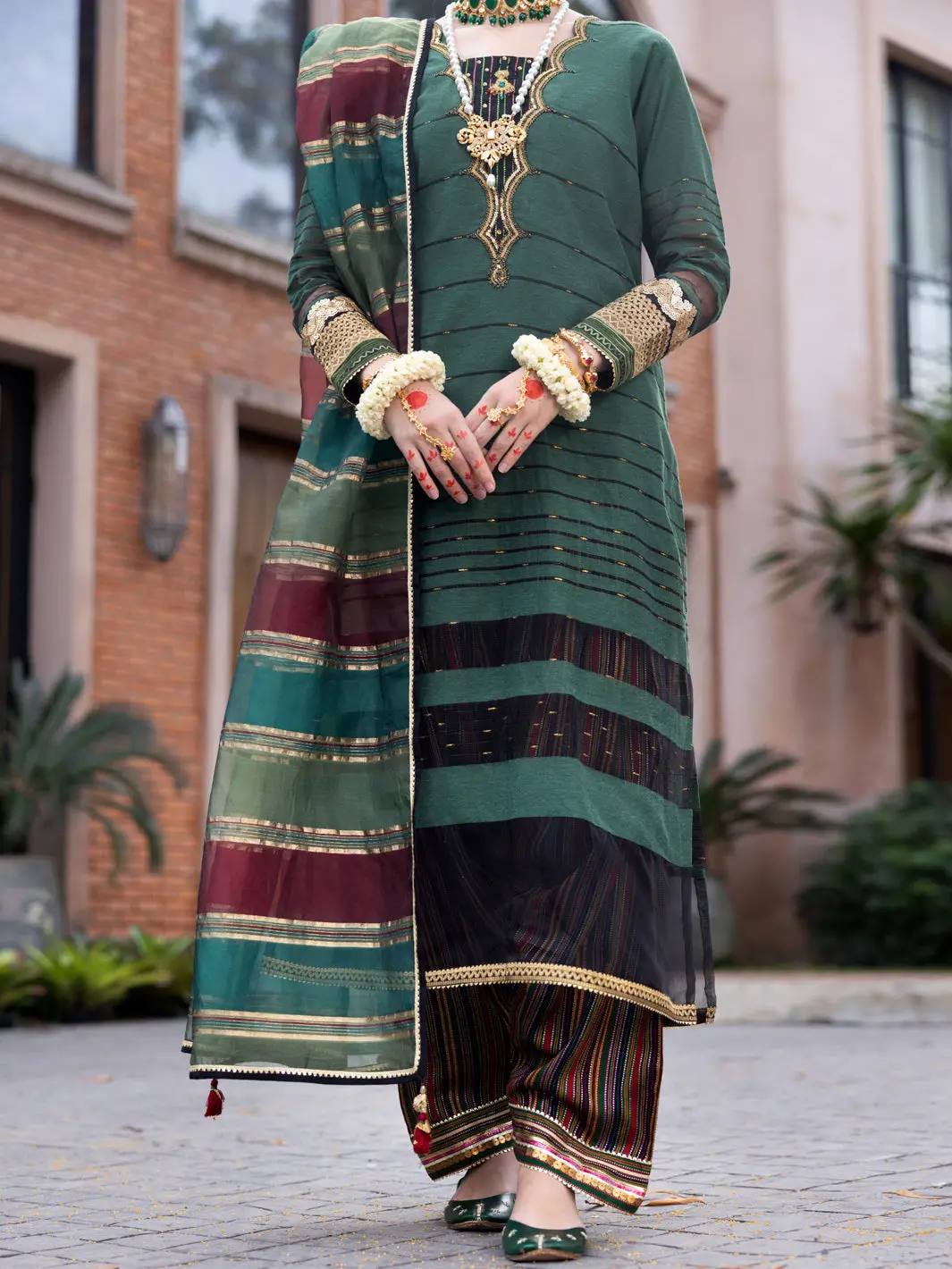 Green Yarn Dyed 3Pc Stitched - Alp-3Ps-1852 1