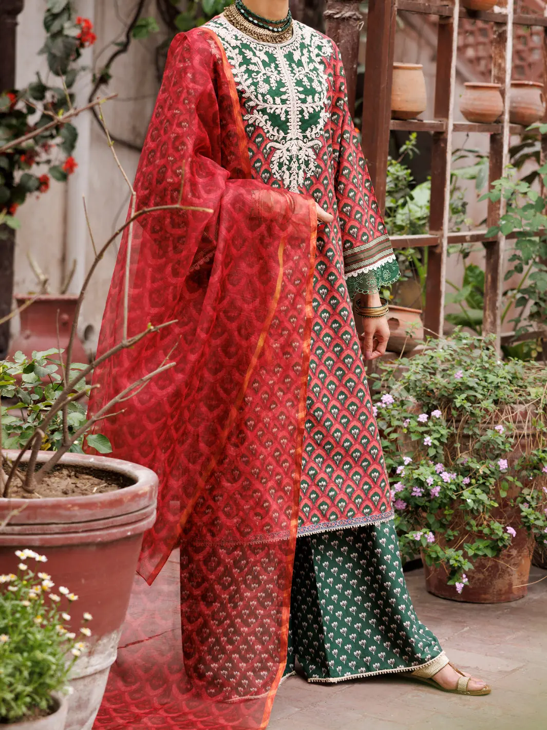 Maroon Cambric 3Pc Unstitched - Alp-3Ps-1877 1
