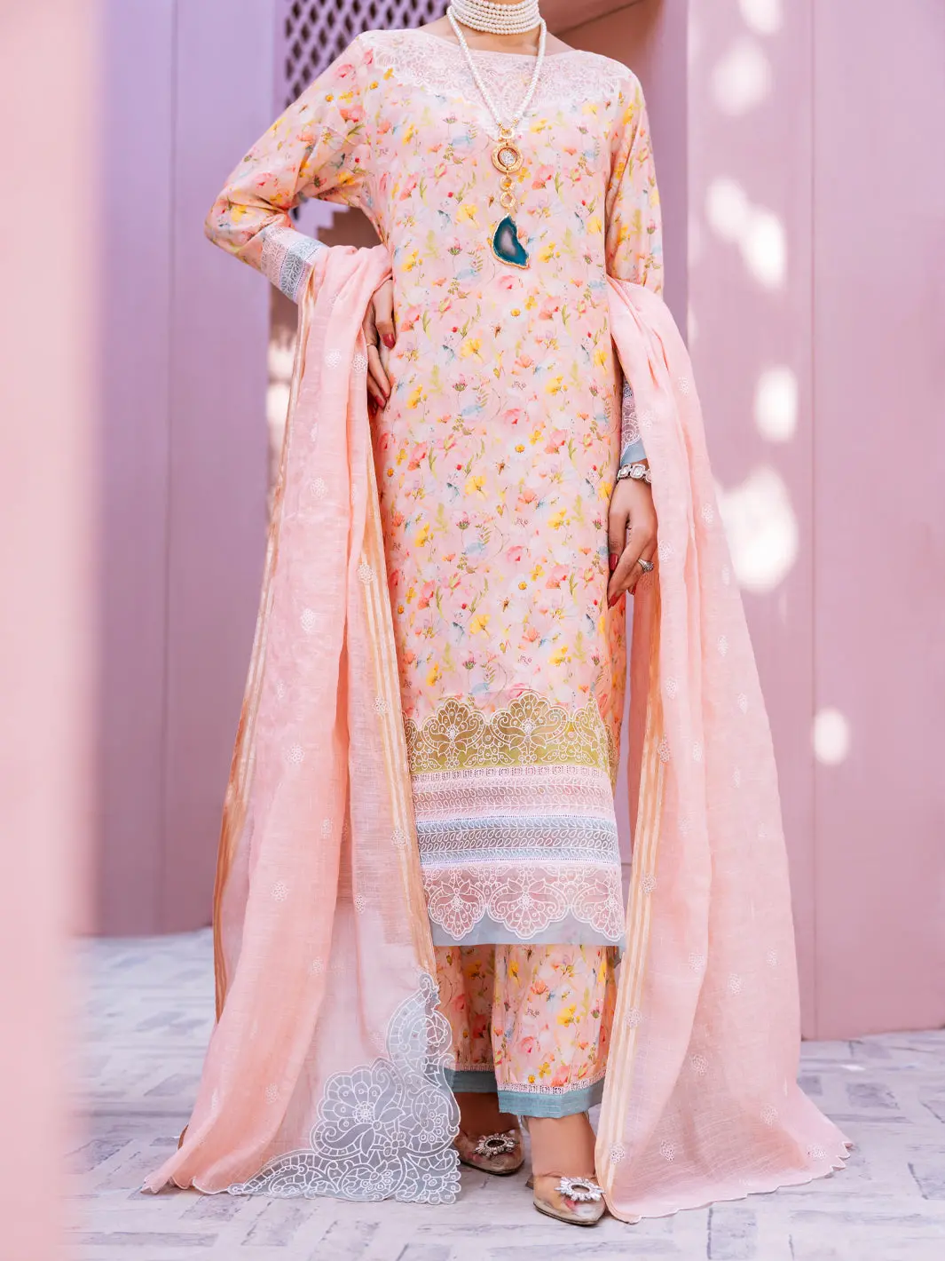 Light Pink Maple Silk 3Pc Stitched - Alp-3Ps-1915 1