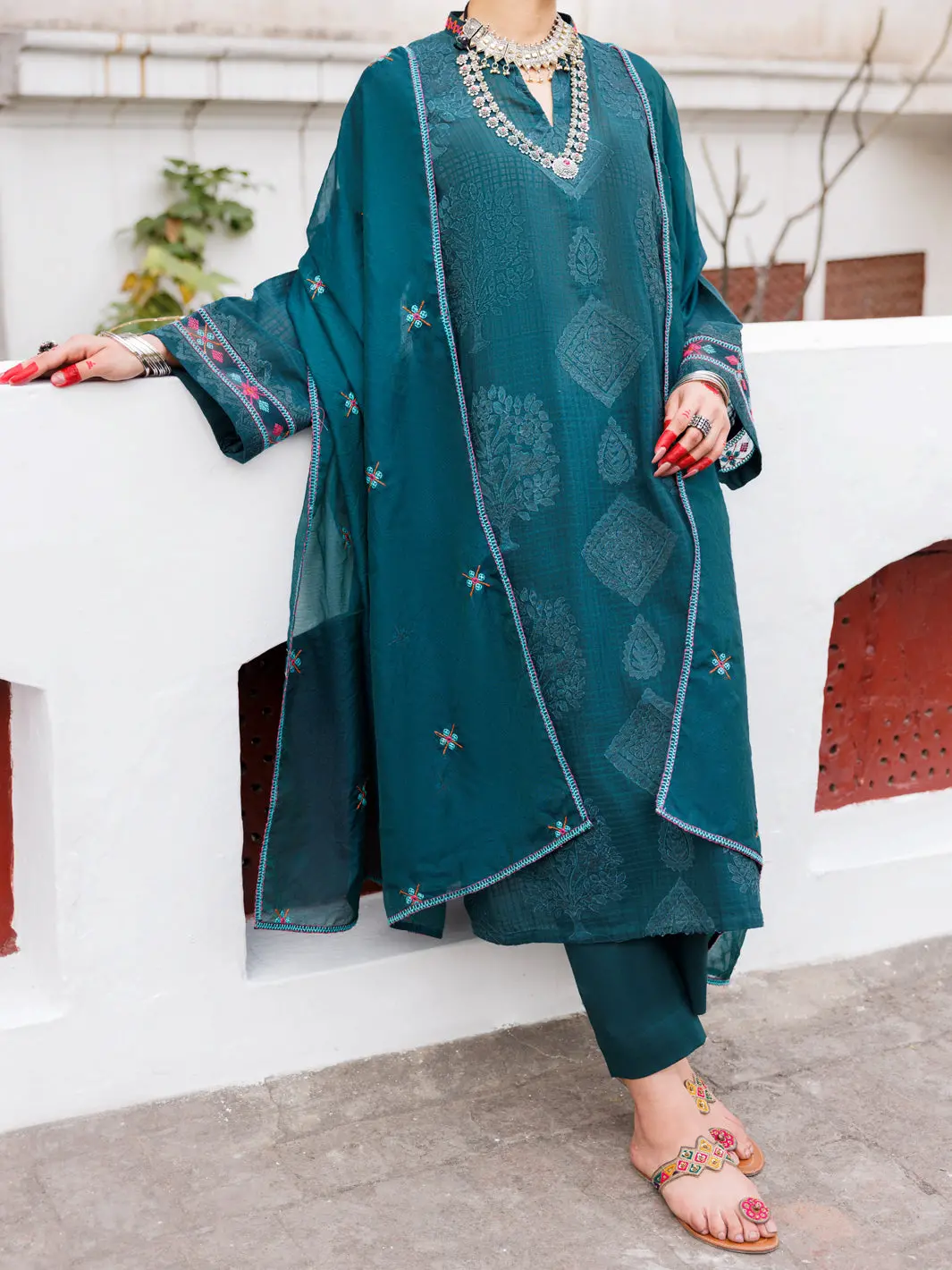 Green Dobby Jacquard 3Pc Stitched - Alp-3Ps-1950 1