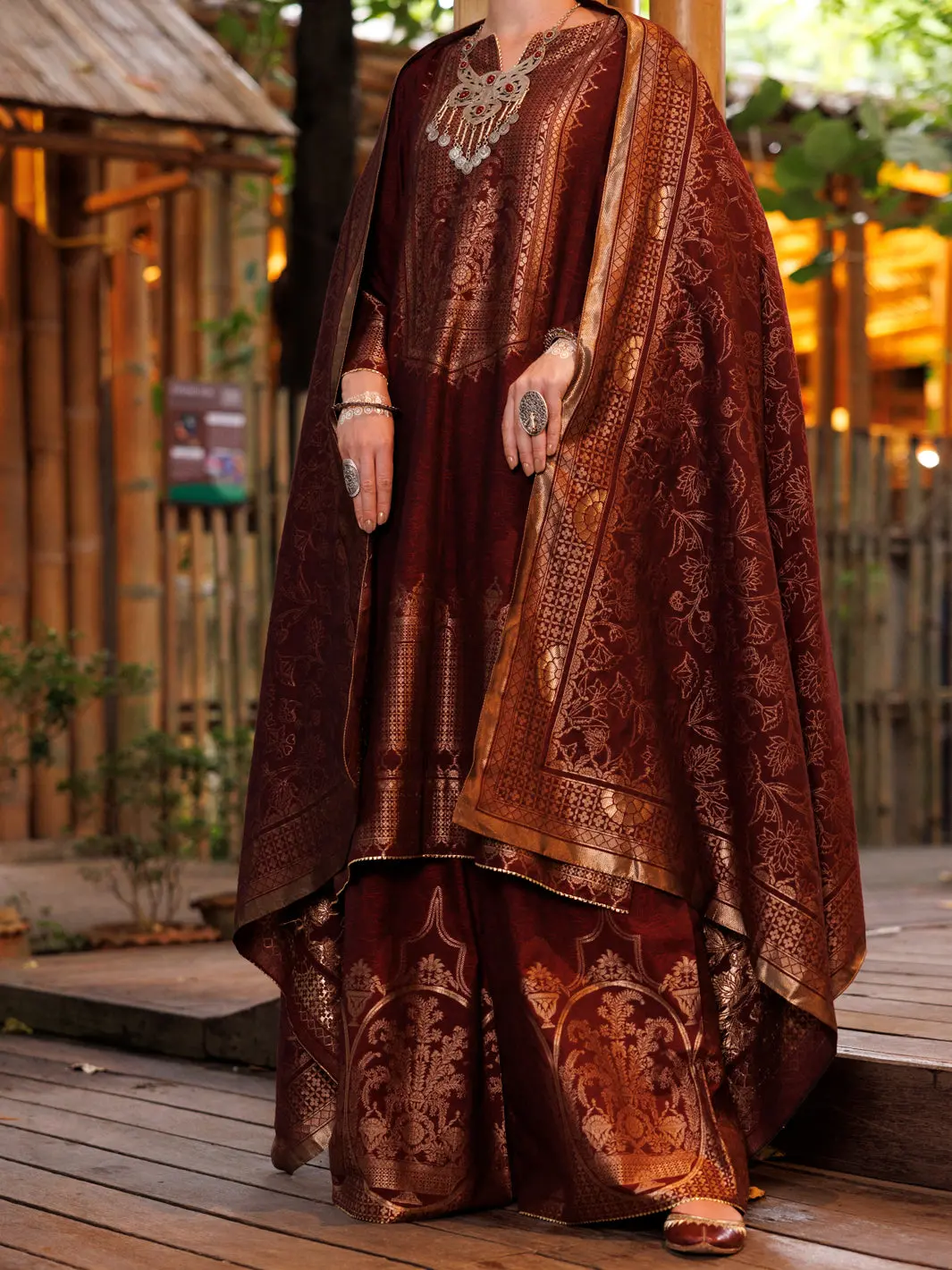 Maroon Yarn-Dyed Jacquard 3Pc Unstitched - Alp-3Ps-2020 1