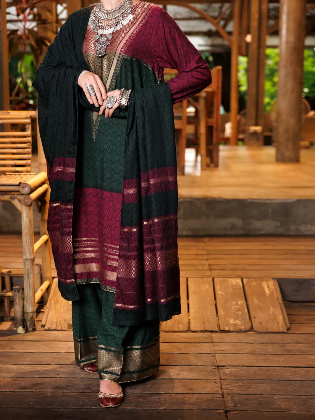 Multicolor Yarn-Dyed Jacquard 3Pc Unstitched - Alp-3Ps-2023 1