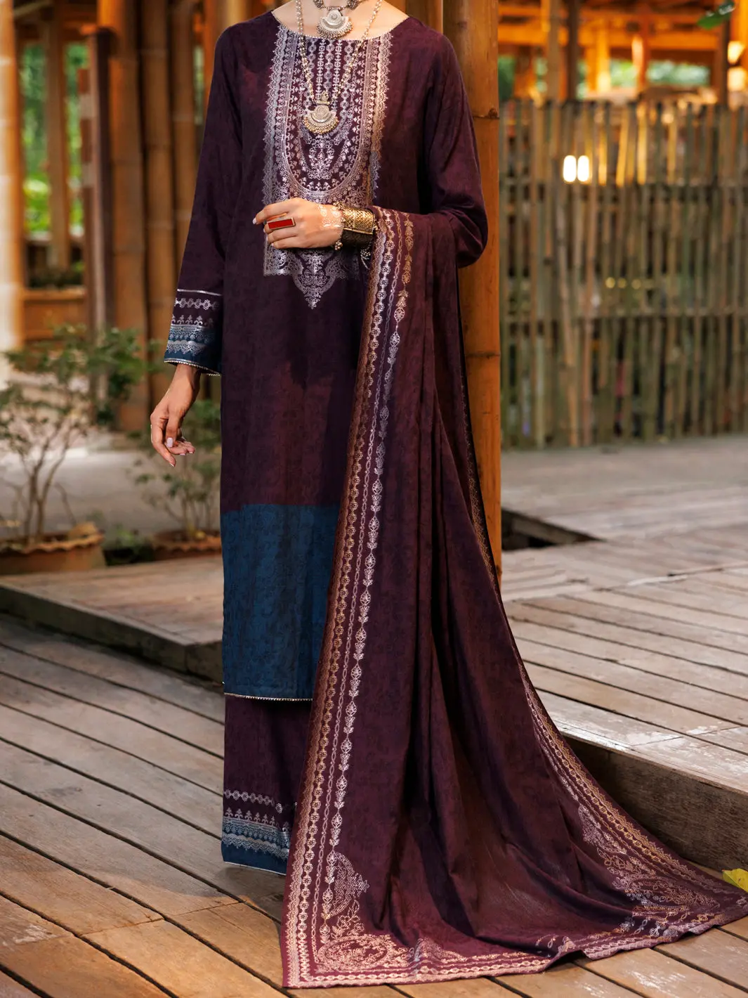 Purple Yarn-Dyed Jacquard 3Pc Stitched - Alp-3Ps-2024 1